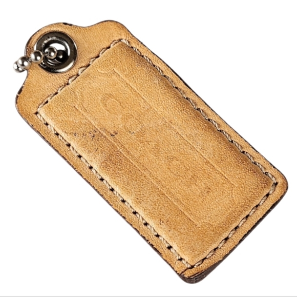 Coach Handbags - 🆕 2.5" Vintage Coach Saddle Tan Leather Hangtag Bag Fob Purse Charm Keychain